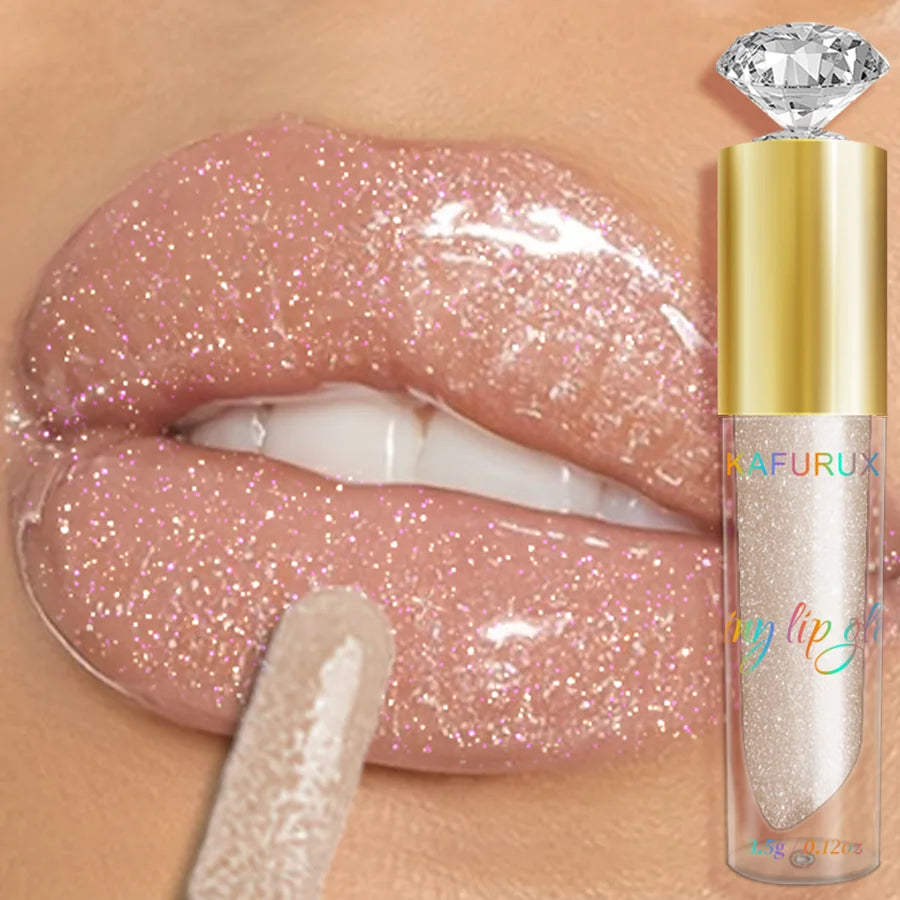 9 Colors Moisturizing Diamond Shimmer Glitter Lip Gloss Makeup Sparkling Glitter Liquid LipstickPearl Lip Gloss Sexy Lip