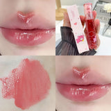 Cute Pink Bear Water Light Lip Gloss Lasting Crystal GlossyLip Glaze Mirror Nude Liquid Lipstick Women Lips Makeup Cosmetics