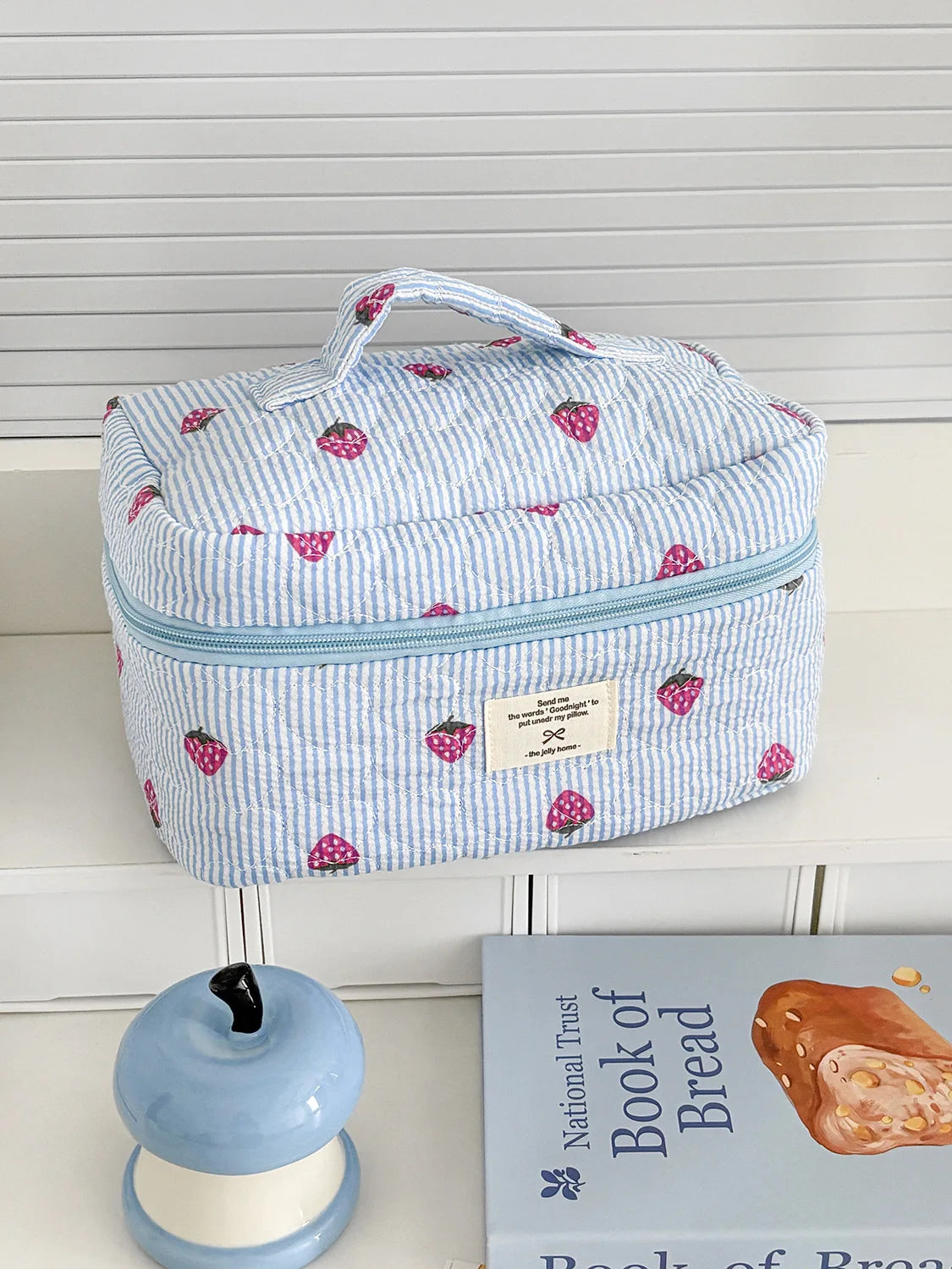 Strawberry Stripe Travel Cosmetic Bag