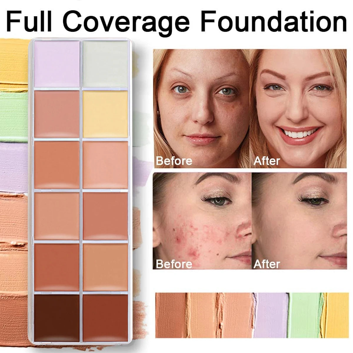 12-Color Waterproof Concealer Foundation
