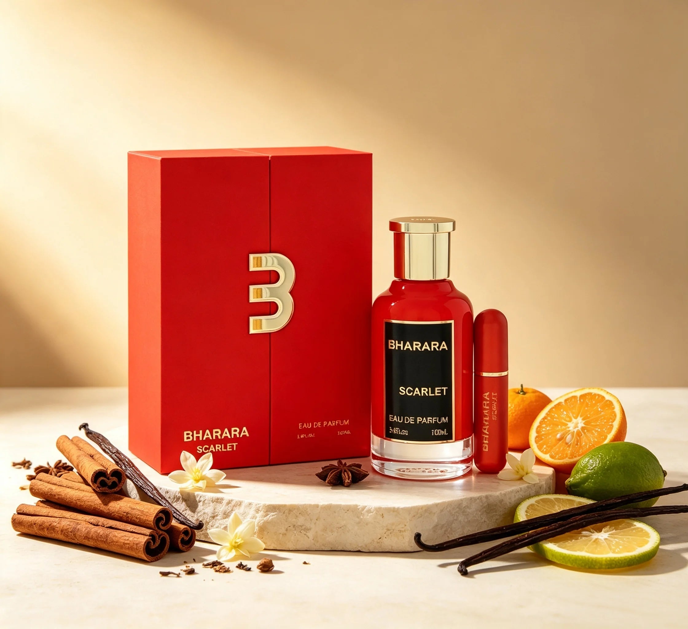 Bharara Scarlet Eau De Parfum Spray - Unisex Fragrance 100ml/3.4oz Long-lasting Fragrance for Men and Women, Suitable for Everyday Use.