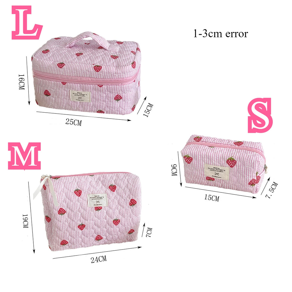 Strawberry Stripe Travel Cosmetic Bag